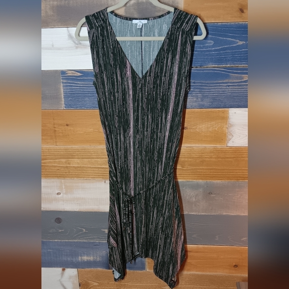 H By Halston Minidress S Green Pink Black 70s Disco